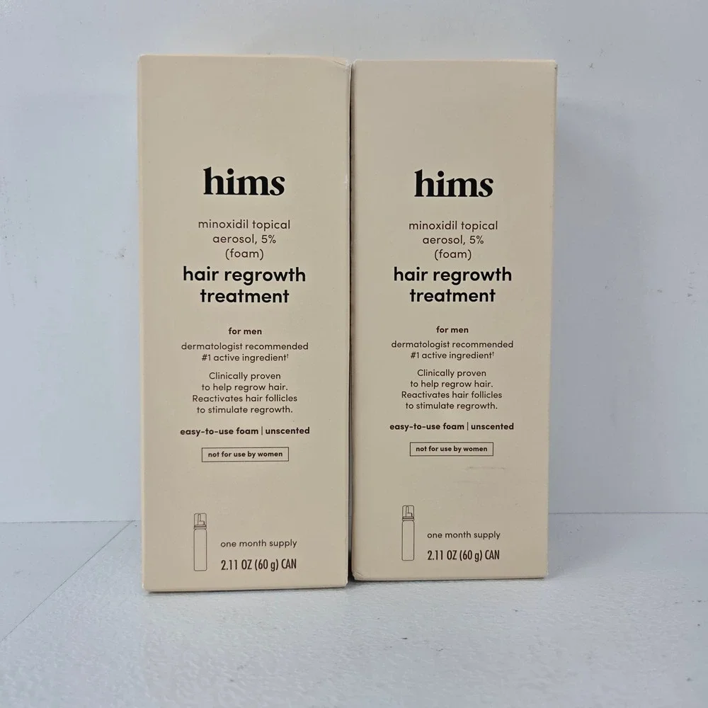 2pk Hims Minoxidil 5% Hair Regrowth Treatment Foam for Men Unscented 2.11oz Cans